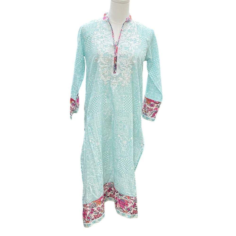 KHAADI PRET SKY BLUE  Khaadi Embroidered Indie Boho Earthy Cotton Sz 10